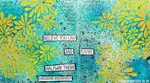 An art journal page created with paint and stencil paste.  The sentiment reads "Believe you can and you're halfway there.  Theodore Roosevelt"