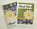 A collection of simple daisy cards made with one sheet of 12" x 12" patterned paper - the One Sheet Wonder method.