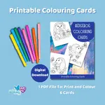 Printable colouring cards for you to download, print and colour at home.