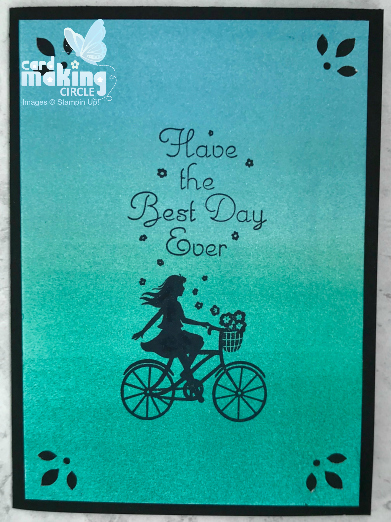 blended background card with black stamped image