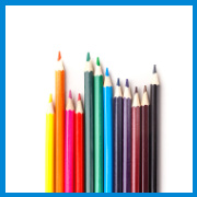 Image shows a collection of coloured pencils