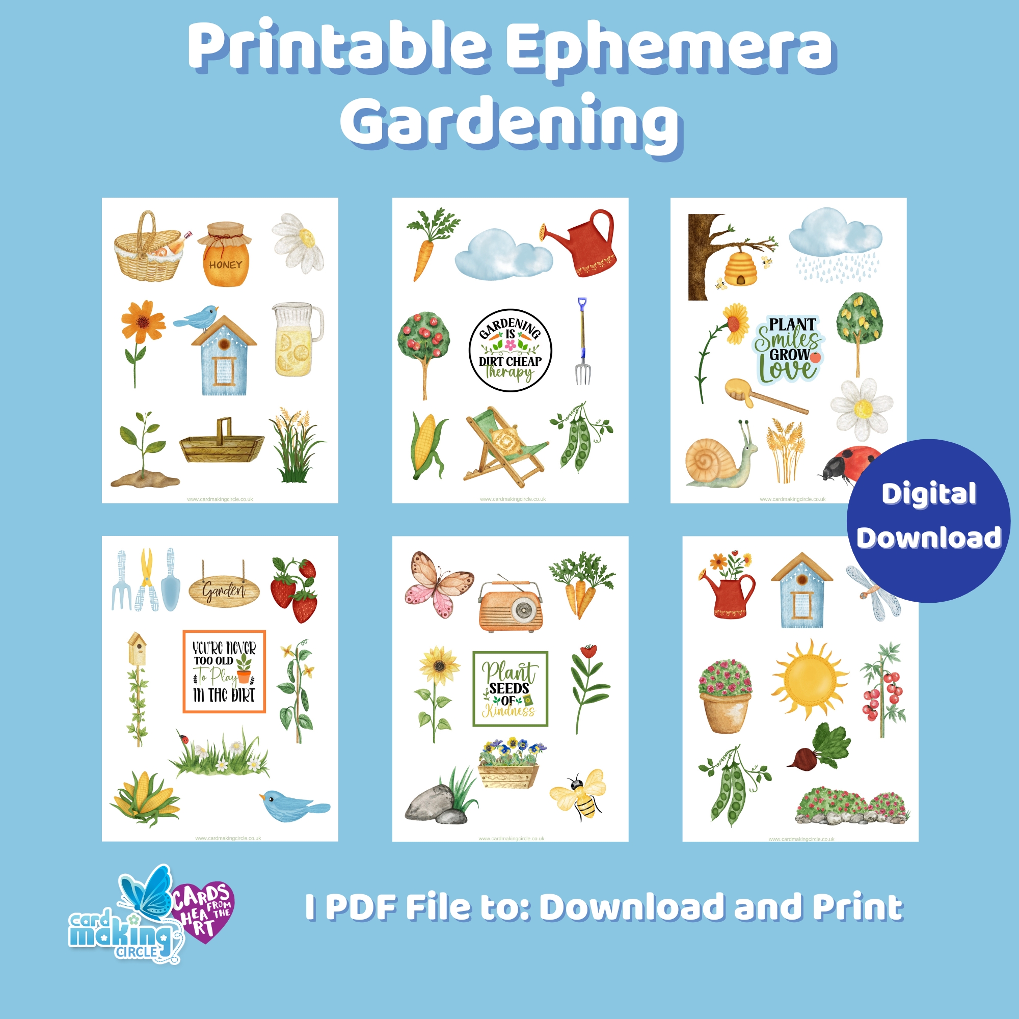 Gardening ephemera for card making, scrapbooking and journal projects