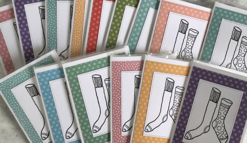 Lots of socks cards for World Down Syndrome Day 21st March
