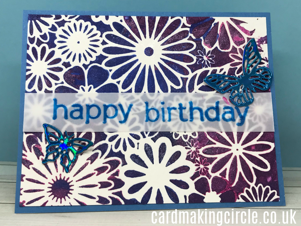 Created with stencil butters and a stencil from the Crafter Workshop.  Sentiment from Altenew.