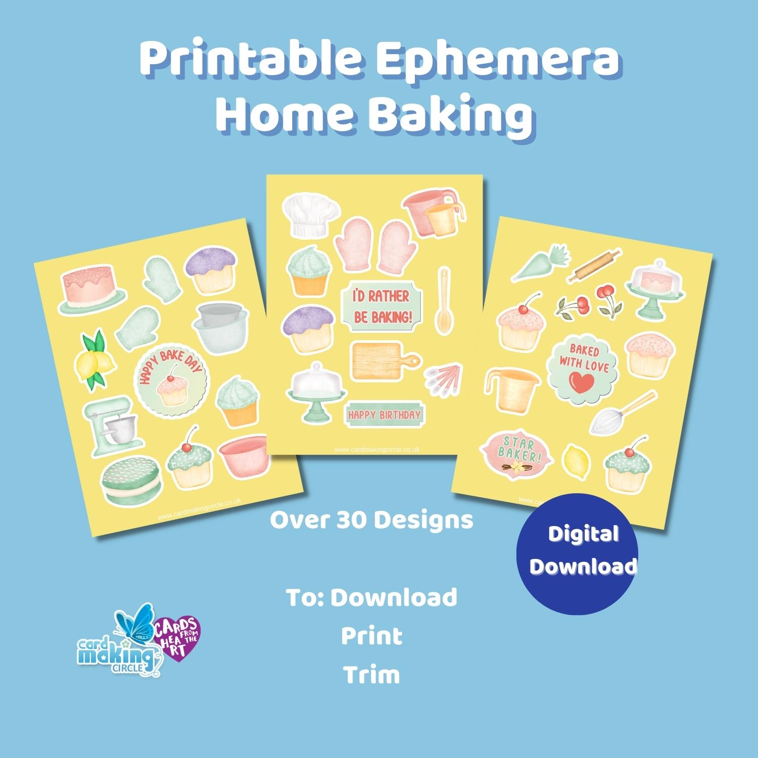 printable ephemera with home baking images