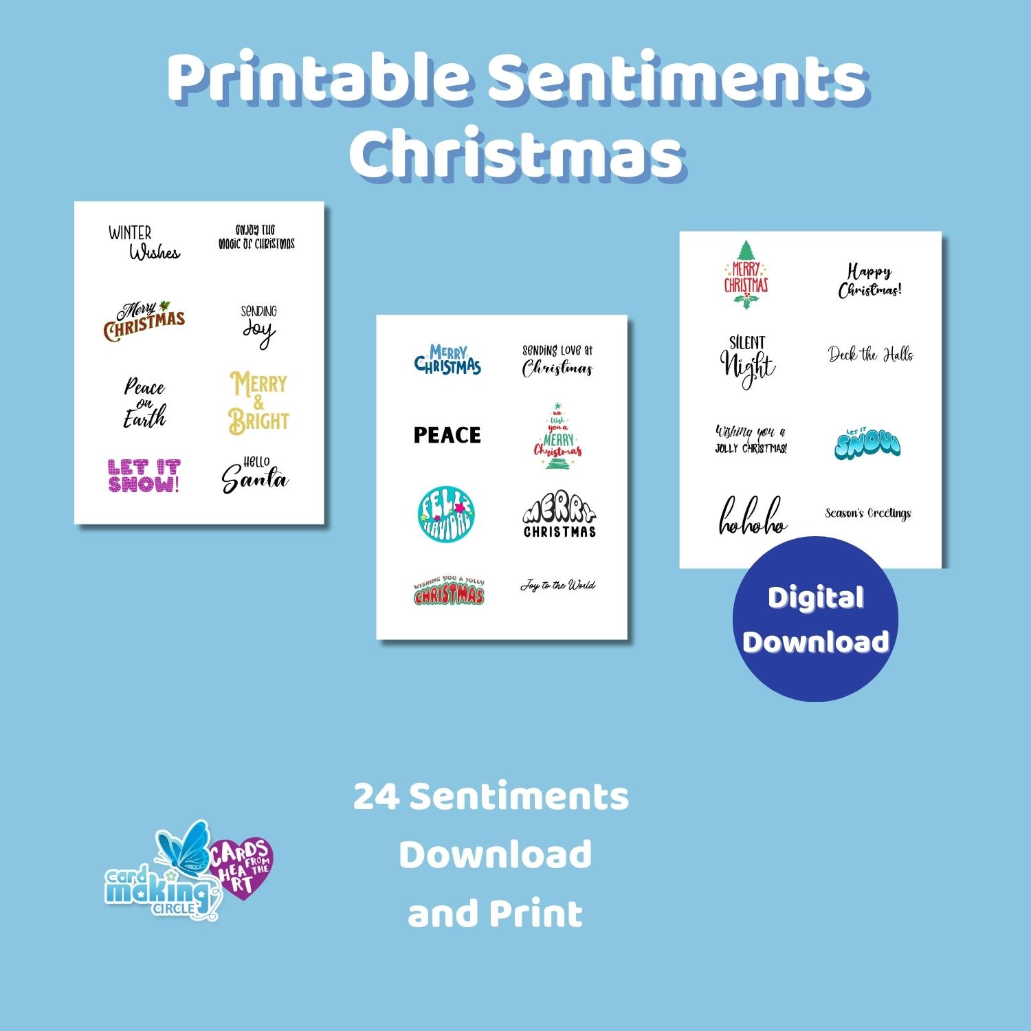 Printable sentiments for Christmas cards