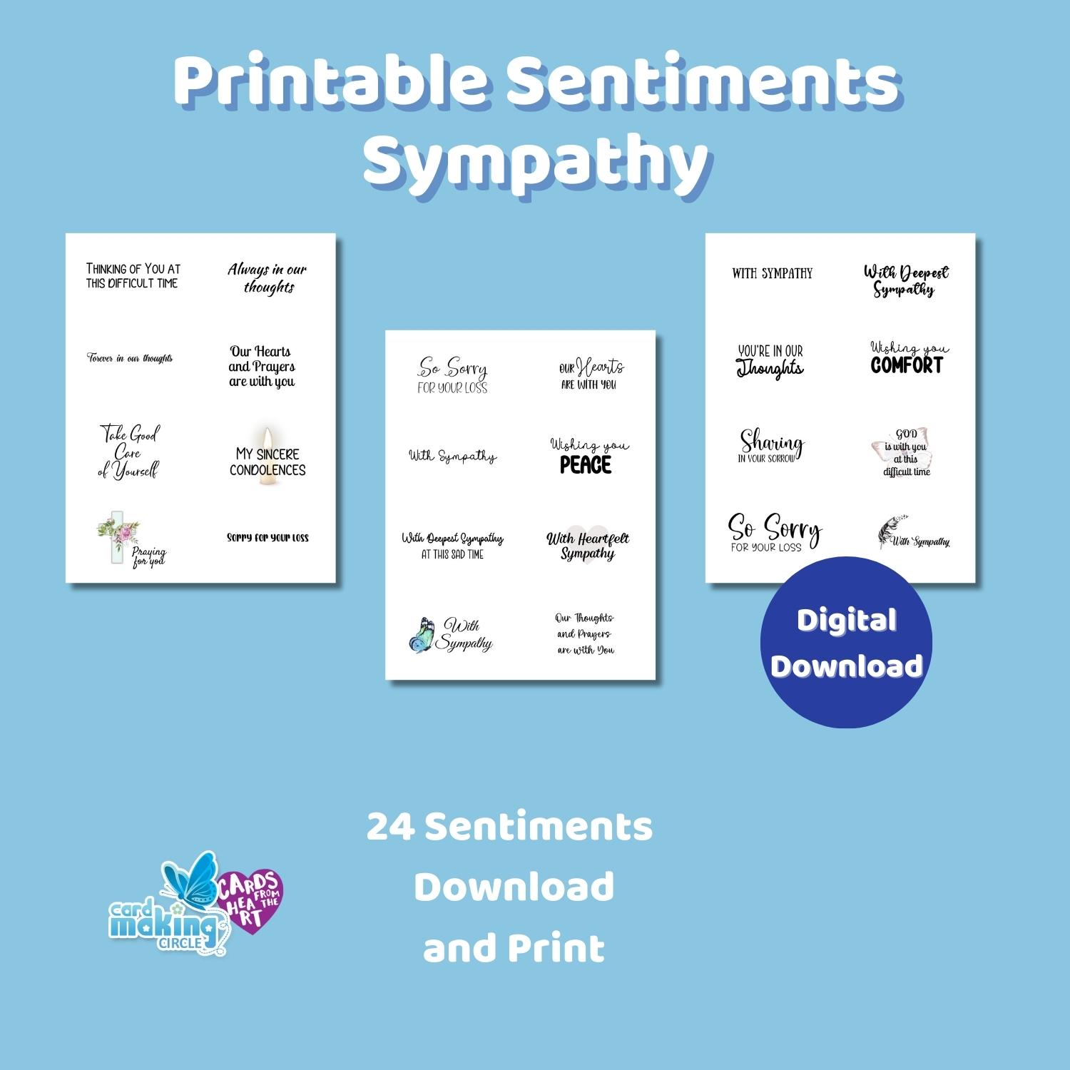 printable sentiments for "Sympathy"
